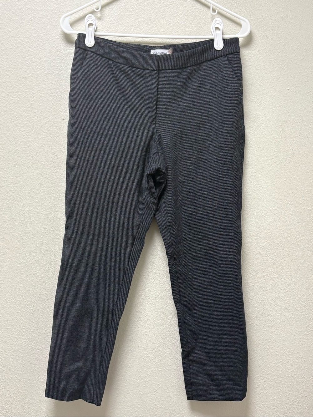 Calvin Klein Women's Gray Dress Pants Straight Leg Twill Stretch Flat Front 6P